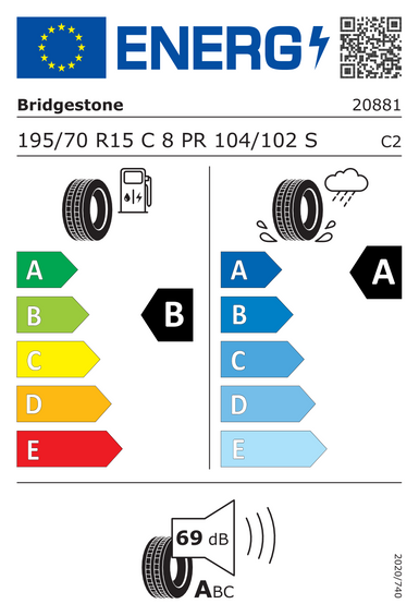 Opony Bridgestone DURAVIS VAN Enliten 195/70 R15 104S