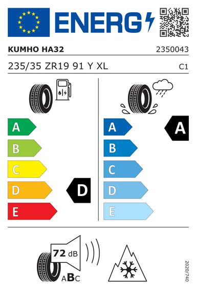 Pneus Kumho SOLUS 4S HA32 XL 235/35 R19 91Y