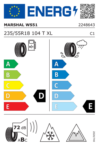 Pneus Marshal WinterCraft ice WS51 235/55 R18 104T