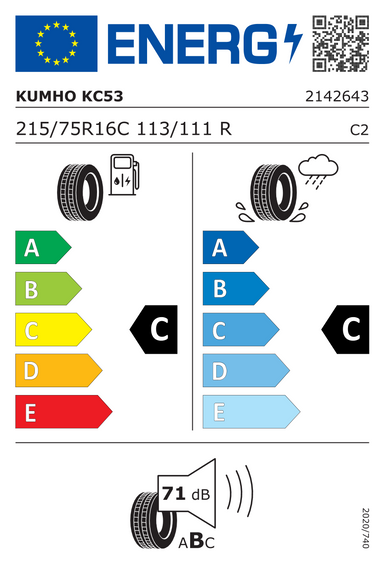 Pneus Kumho PorTran KC53 215/75 R16 113R