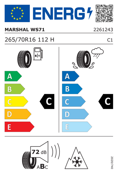 Tires Marshal WS71 265/70 R16 112H