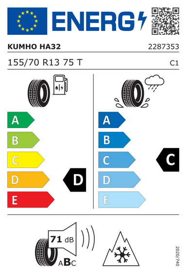 Tires Kumho SOLUS 4S HA32 155/70 R13 75T
